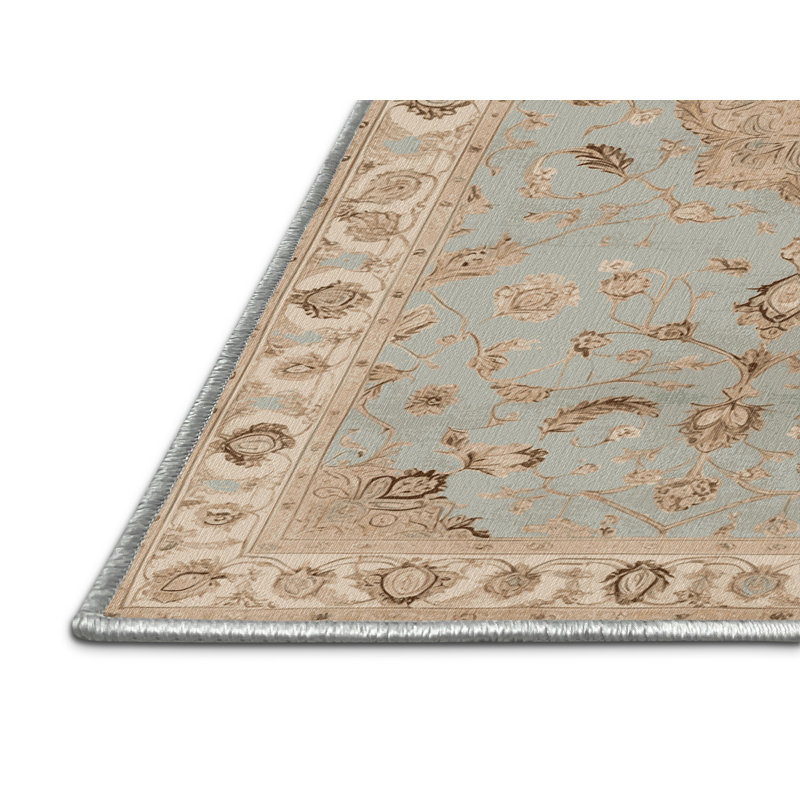 Tapis beige Tabriz lavable à la machine, Rectangulaire 7 pi x 10 pi
