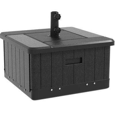 Black Fillable 31 Umbrella Base, Table, Flower Box, 175 Lbs. Capacity, With Sound-Insulating Wheels Box , Black, Smooth-Running