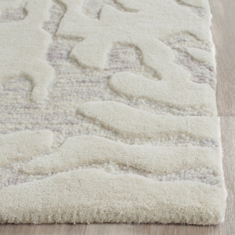 Tapis argent / ivoire en laine touffeté à la main Jefferson, Tapis de couloir 2 pi 3 po x 7 pi