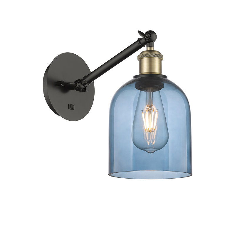 Odaniel Steel Armed Sconce, Princess Blue, Black/Antique Brass