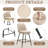 360° Swivel Bar Stools Set of 4 with Backrest & Footrest, Industrial PU Leather Kitchen Island Stools, 330lbs Capacity, Easy Assembly-93524390-93524391