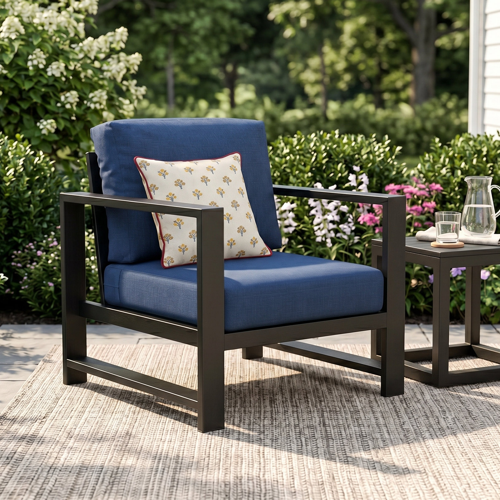 Dulcie Sunbrella® Patio Lounge Chair, Canvas Navy Sunbrella®