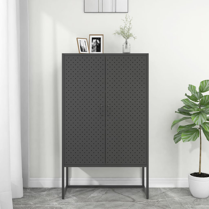 Dayshaun Storage Cabinet Sideboard Cabinet for Entryway Bedroom Office Steel, Black