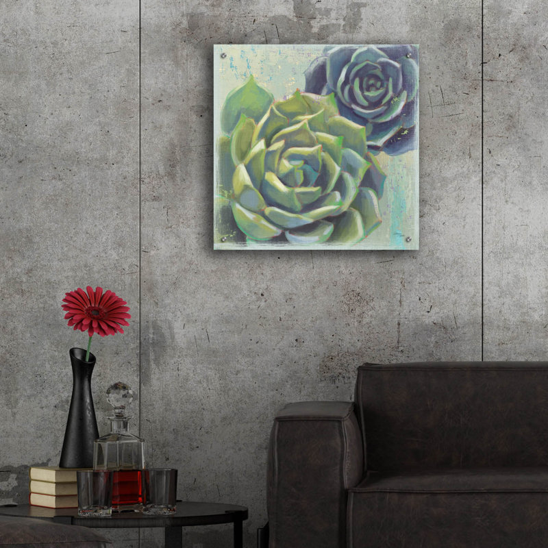 «Succulents 1» par Wellington Studio, art mural en verre acrylique, H 24 po x l 24 po x P 0,2 po