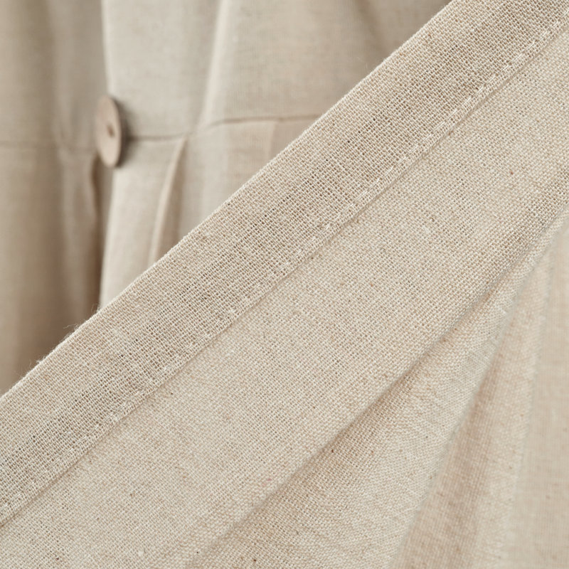 Dark Linen Cotton Blend Button Detail Window Valance