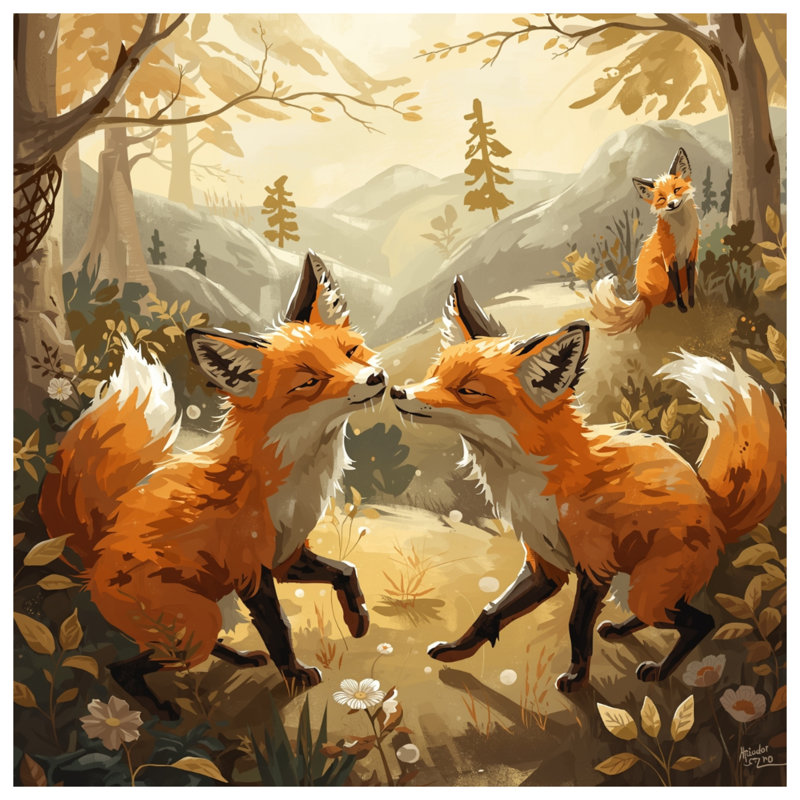 Couvre-lit matelassé Foxes In Forest, Très grand lit