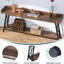 Console industrielle très longue de 70,9 po, canapé brun rustique derrière le canapé, table de bar étroite dans le couloir d'entrée, mobilier d'appoint haut pour le salon