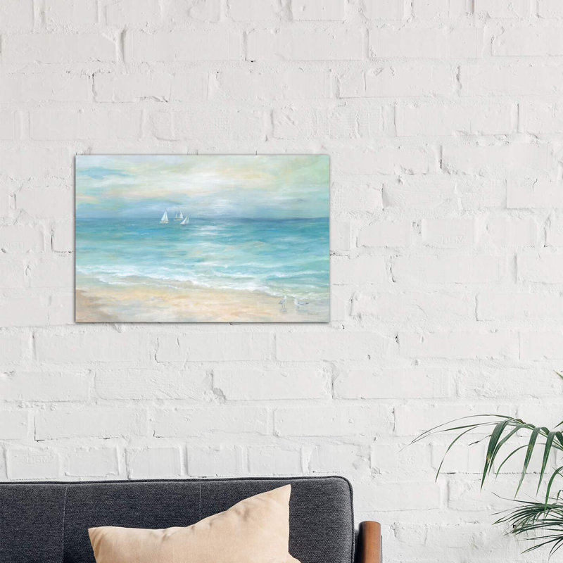 Island Beach Landscape by Cynthia Coulter - Floater Frame Painting on Canvas, 66.04 cm H x 45.72 cm W x 1.91 cm D, No Frame
