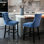 Tabourets de bar à boutons en velours, siège en mousse haute densité, fait à la main - bleu de 2 chevilles réglables contemporaines, fabrication en bois massif