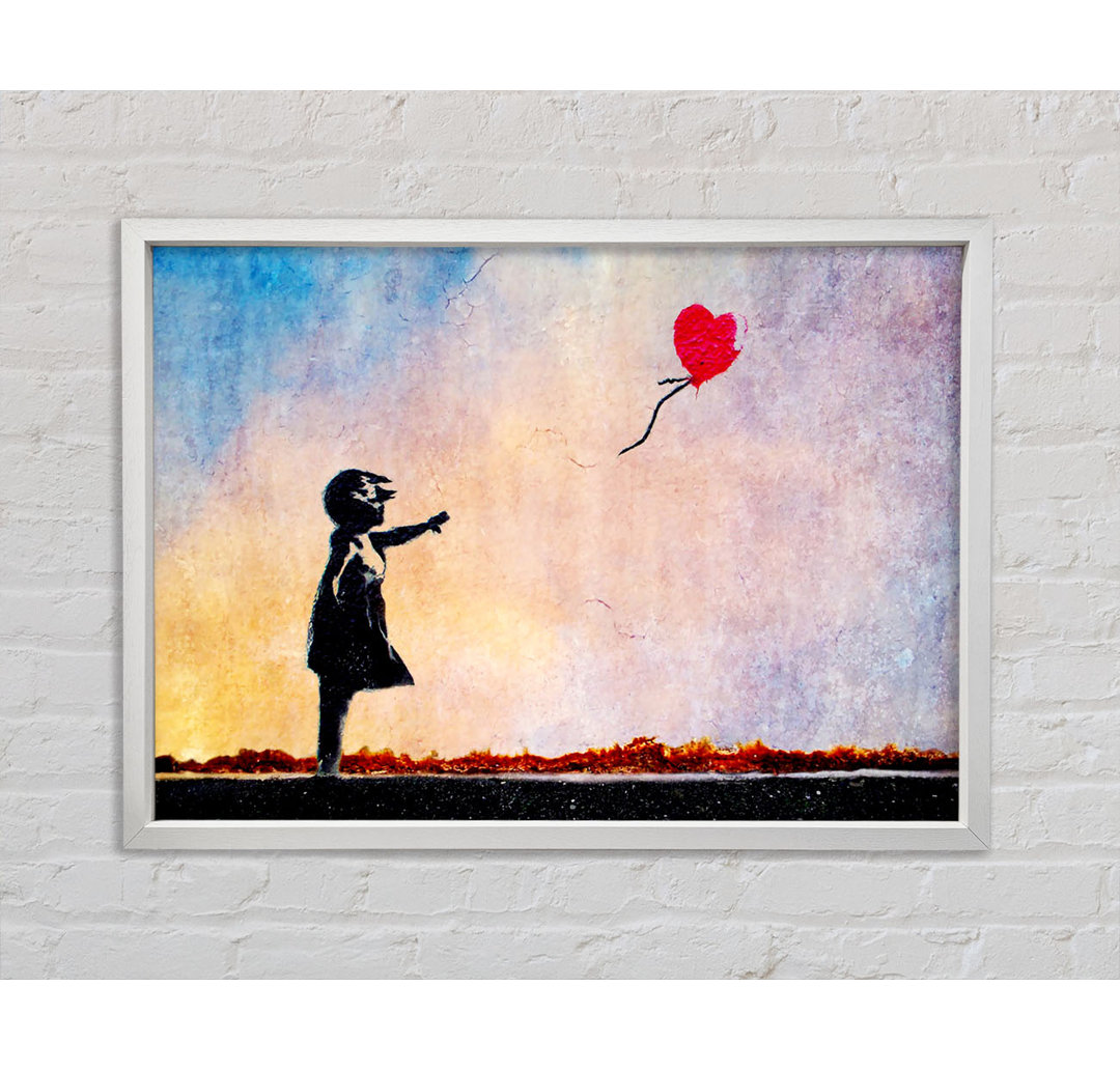 Love Heart Balloon Sunset - Einzelbildrahmen Kunstdrucke auf Leinwand