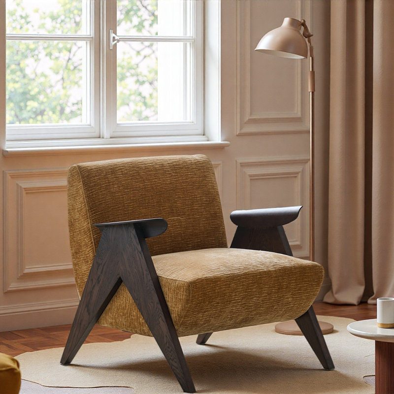 Chaise de loisir simple et moderne en chenille rétro moderne., Brun