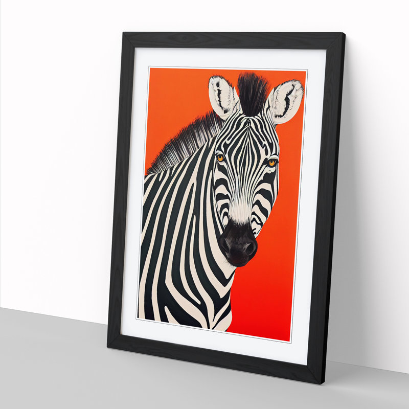 FRM-V0523-2953X Zebra Pop Art - Single Picture Frame Print, Black, 64cm H x 46cm W x 2cm D