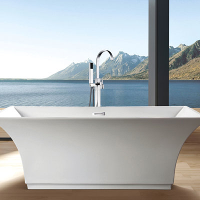Robinet de baignoire autoportant moderne avec douche à main - métal, jet complet pour des douches rafraîchissantes, bain attrayant