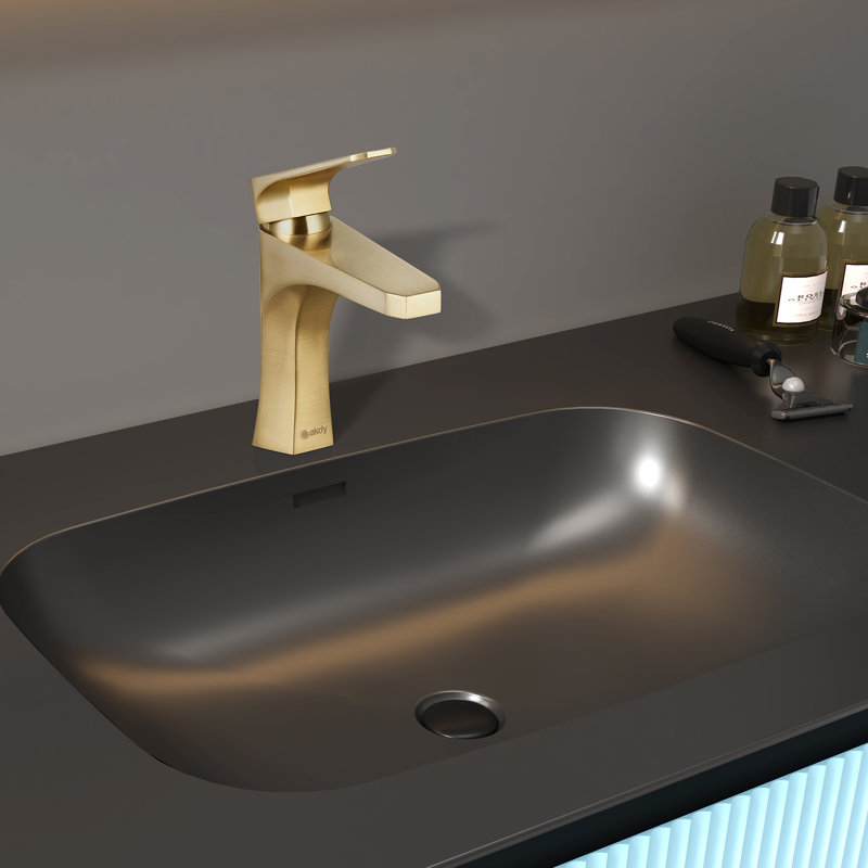 Single Hole Bathroom Faucet, Brushed Gold