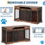 Meuble pour cage de chien 63 pouces, double chenil avec cloison amovible, portes coulissantes, 2 tiroirs, noir-630213955