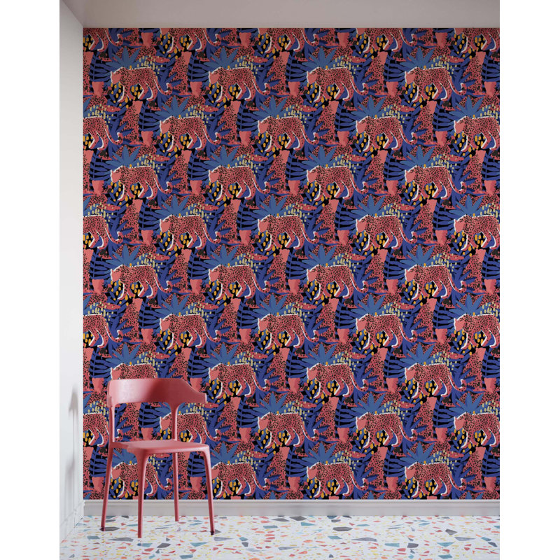 Hamar 7m x 75cm Matte Tropical Leopard Leaf Wallpaper Roll, Black