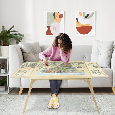 1500 Pieces Puzzle Board Extended Table Legs Portable Jigsaw Puzzle Table with Drawers & Foldable Legs