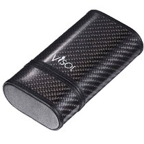 Visol Legend Black Genuine Leather Cigar Case - Holds 3 Cigars