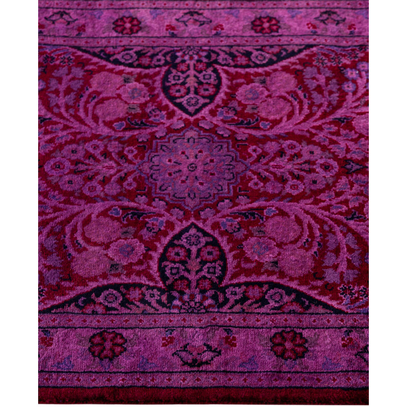 Overdyed Hand-Knotted Wool Modern-Contemporary Pink Runner 2' 1" x 6' 1"