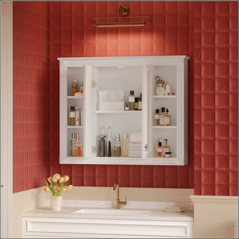 Medicine Cabinet, Wall Mounted Bathroom Storage Cabinet, With 1 Adjustable Shelf, Wall-Mounted Medicine Cabinet For Bathroom, Soft-Closing Hinges, Swing-Open Doors