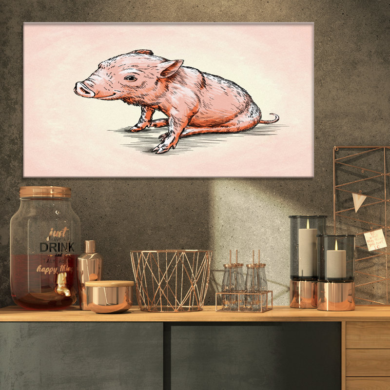 « sourire porc », impression, H 20 po x l 20 po x P 1 po, Toile tendue