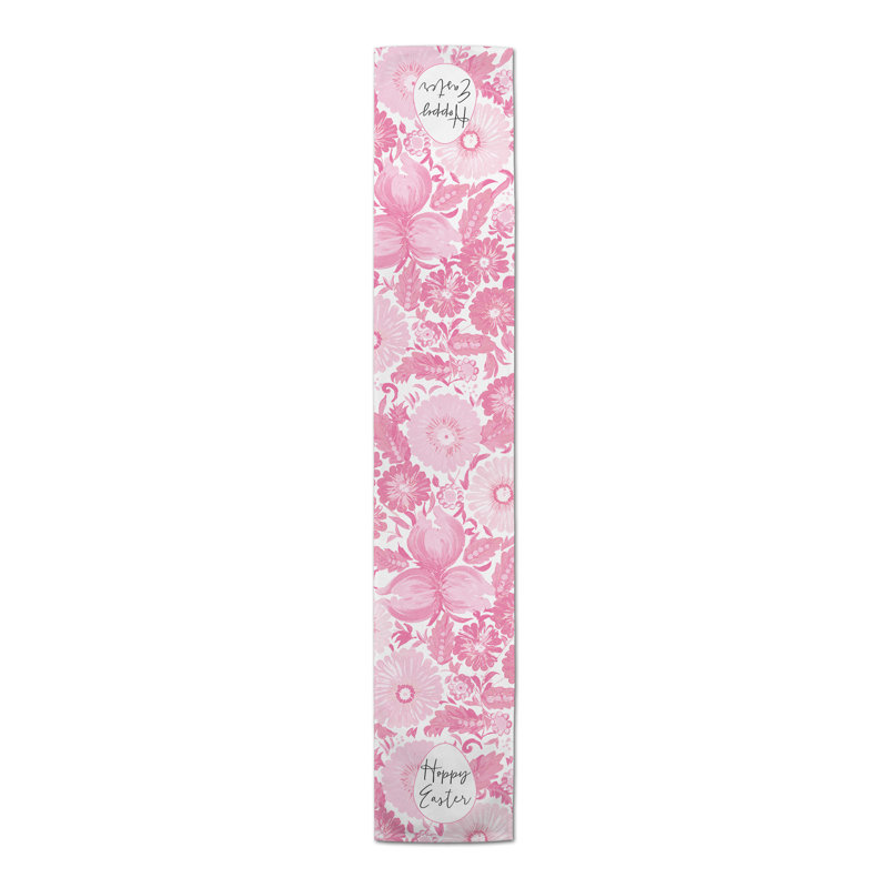 Brycelynn Rectangle Floral Easter Polyester Table Runner, 90" x 16"