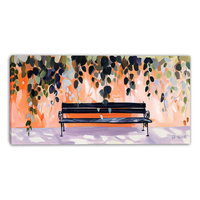 Evening Park Bench Wrapped Canvas Wall Art