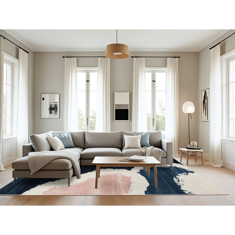 Tapis beige lavable à la machine, Rectangulaire 8 pi x 12 pi