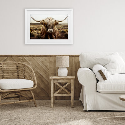 Rugged Vegetation Cattle Portrait Framed Print Under Glass, design by CAD Designs