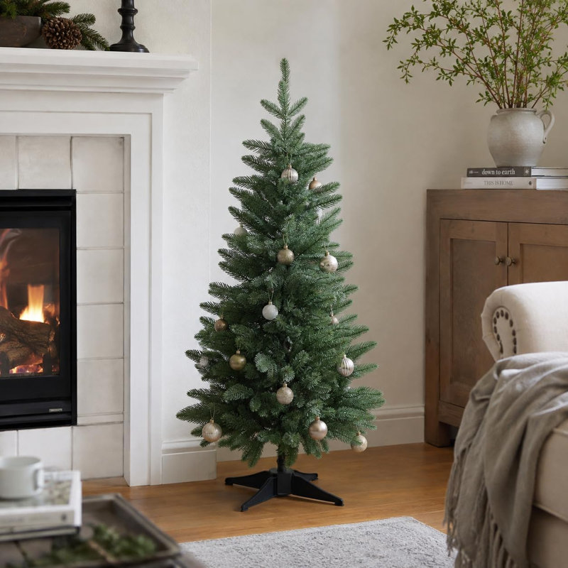 Sapin de Noël artificiel de 90 cm, mini sapin réaliste en polyéthylène avec feuillage vert naturel, sapin de Noël compact pour la maison, le bureau et la décoration de table