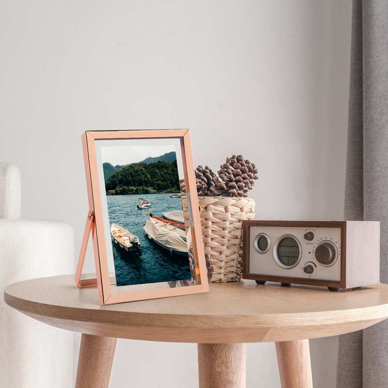 Cadre flottant en métal avec verre véritable, 4 po x 6 po, Or rose