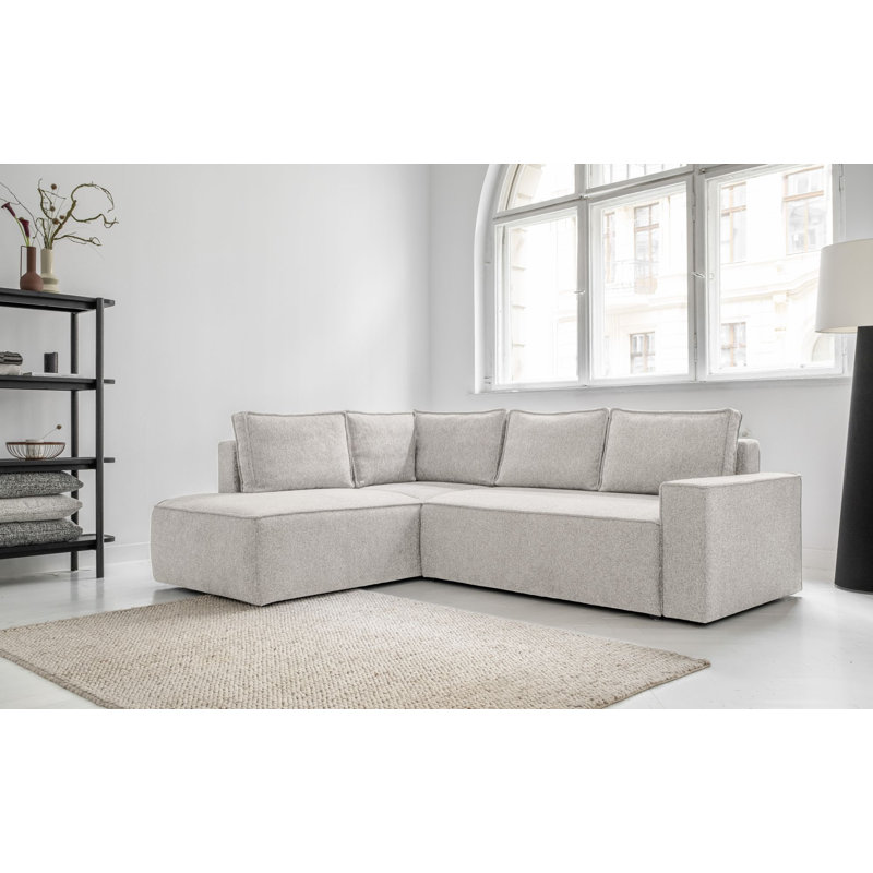Brave Dave 6 Seater Corner Sofa Bed Chenille, Beige