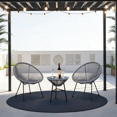 3-Piece Acapulco Wicker Patio Bistro Set with 2 2 Chairs and 1 Glass Table, Durable and Stylish for Outdoor and Indoor Use