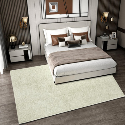 Tapis intérieur / extérieur beige en polypropylène tissé à la machine Rectangle