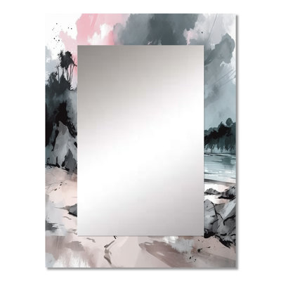 Ocean'S Embrace II - Beach Mirror, Modern Decorative Wall Mirror, Printed Metal Art