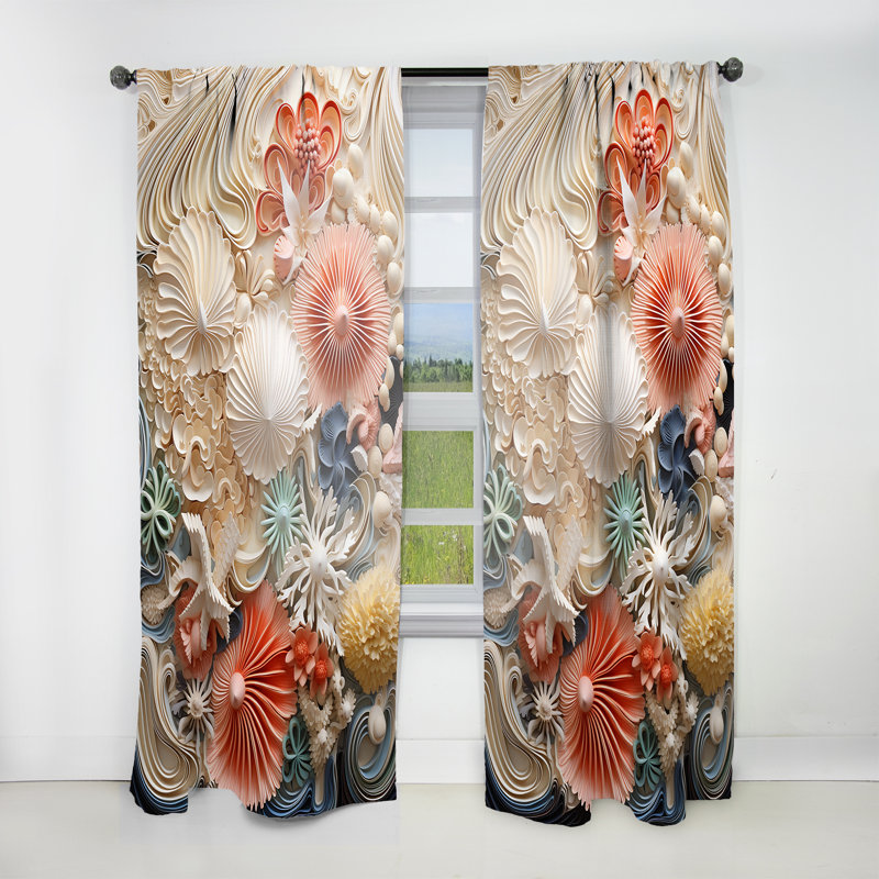 Redeker Fantasy Elegant rose - Rose Curtain - Velvet Room Darkening - 1 panel, 52" W x 120" L