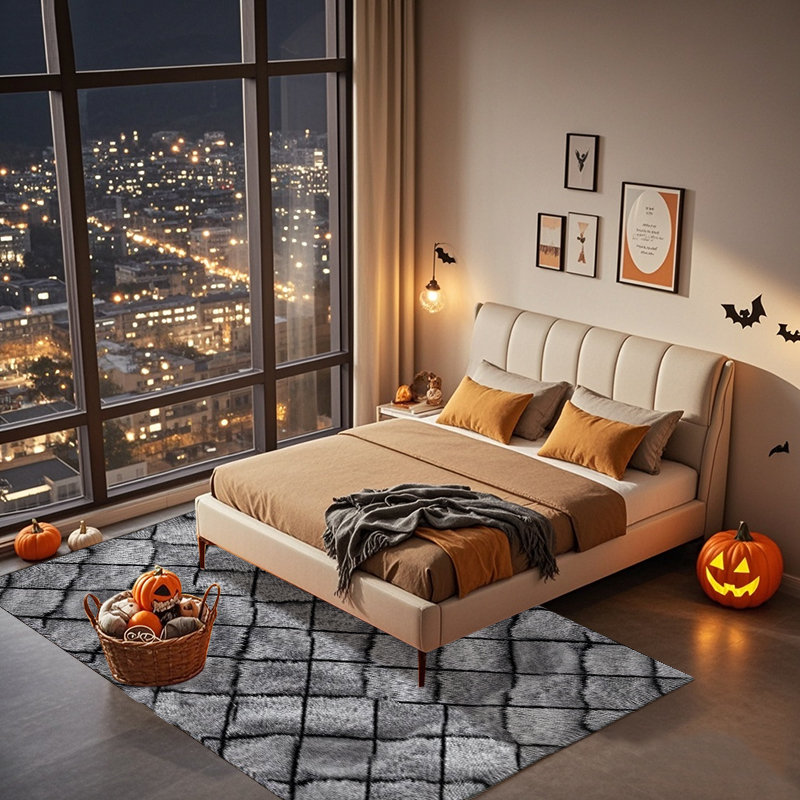 Gray Geometric Pattern Area Rug - Ultra Soft Shag Rug for Living Room, Bedroom, Holiday Decor, Non-Slip Plush Carpet for Modern Home