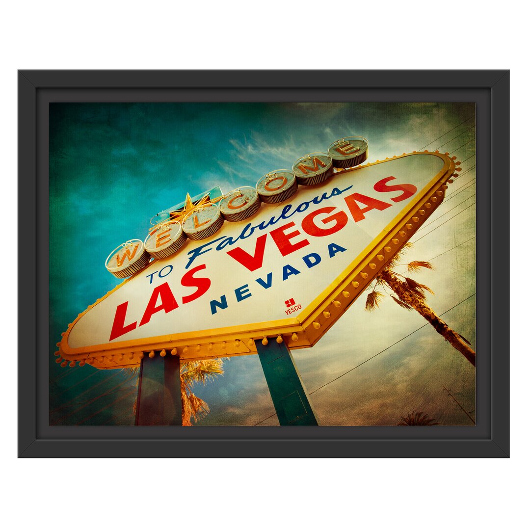 Gerahmtes Wandbild Las Vegas Retro Look