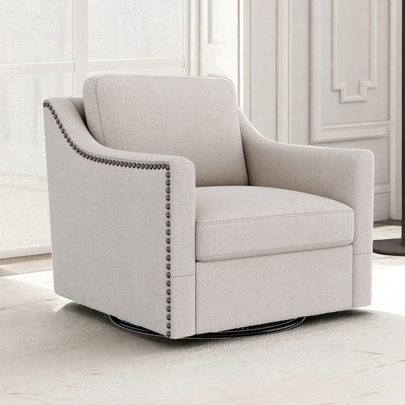 Fauteuil 31 po pivotant en lin pivotant sur 360 °, Beige