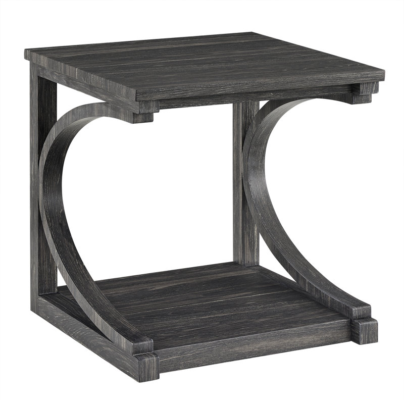 Solid Wood Modern Coffee Table with Concealed Storage, Black