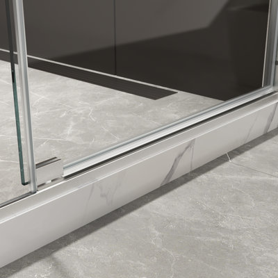 Pivot Shower Door 38 - 42"W X 74"H, Open Outside 105 Degrees, 5/16" Tempered Glass In Brushed Nickel, Automatic Rebound Rotating Shaft, Easy Setup, 4 Inch Adjustment, 304 Stainless Steel Hinges,