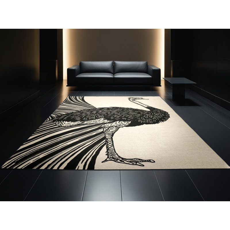 Tapis rayé beige autruche Pavanvir, 8 x 12