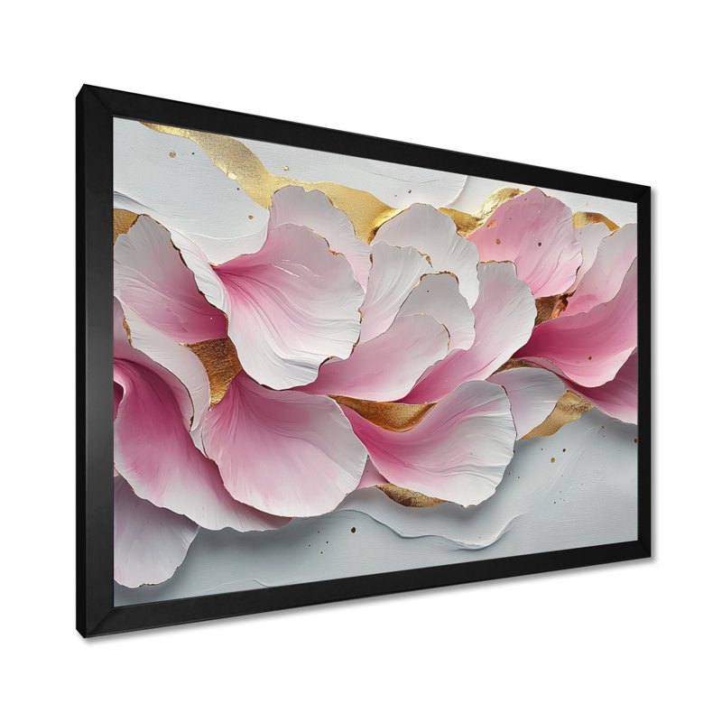 Or rose, veines élégantes de pétales de fleurs IV - fleurs abstraites, art mural, Reproduction encadrée d'une seule photo