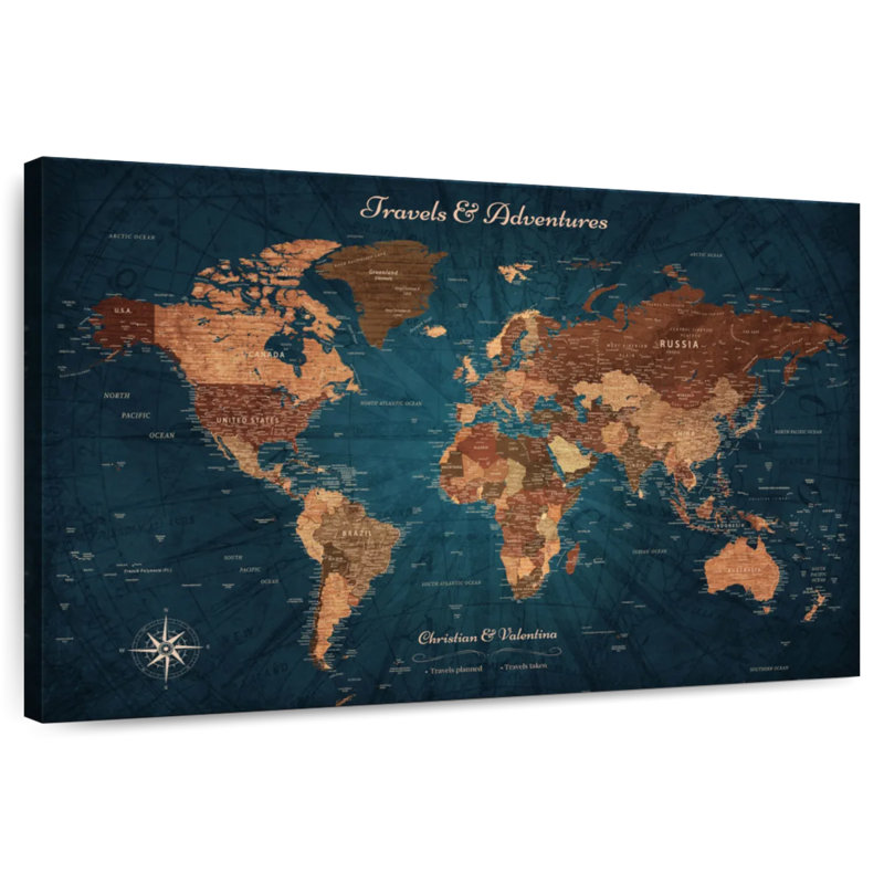 Voyage personnalisé «I Push Pin World Amitabh», Oui, H 30 po x l 45 po