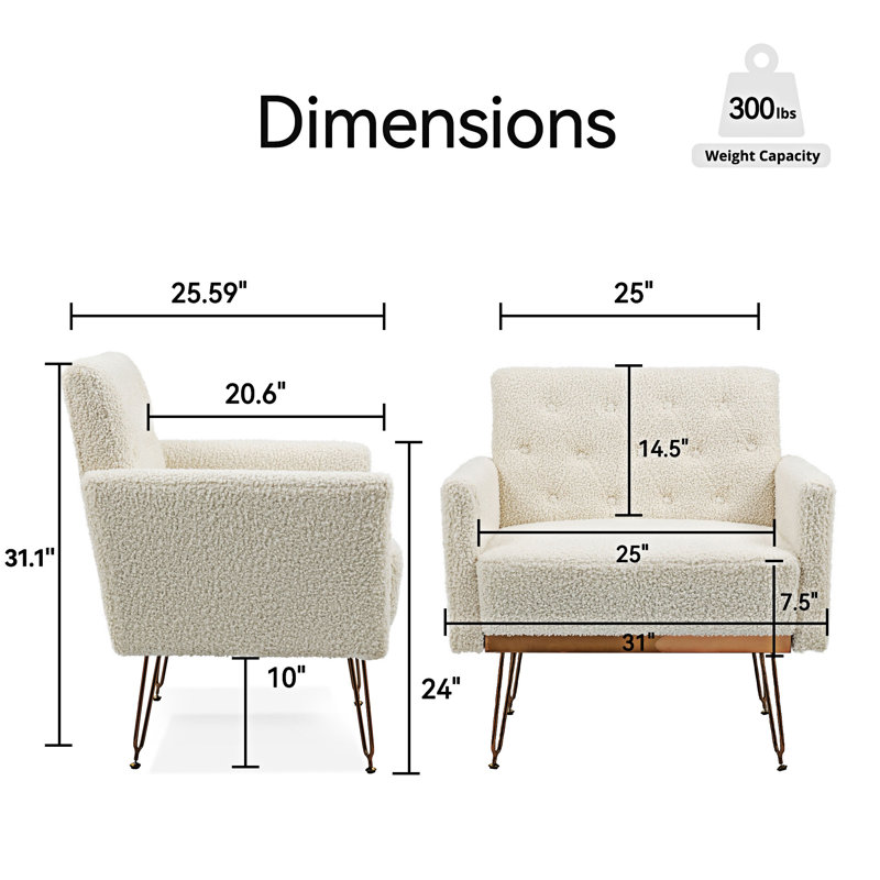 Fauteuil rembourré simple, Ourson blanc