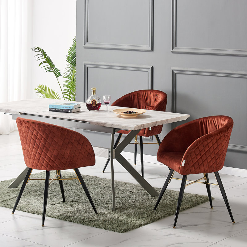 Goddard Mordern Tub Dining Chairs- Upholstered in Velvet, Cushion Padded With Metal Legs- Armchair Room Kitchen Living Room 