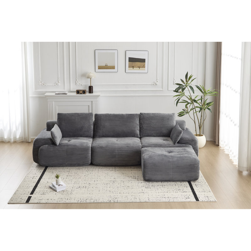 Customizable Modular Corduroy Sofa - Pet-friendly Memory Foam Couch, No-assembly Multi-space Seater