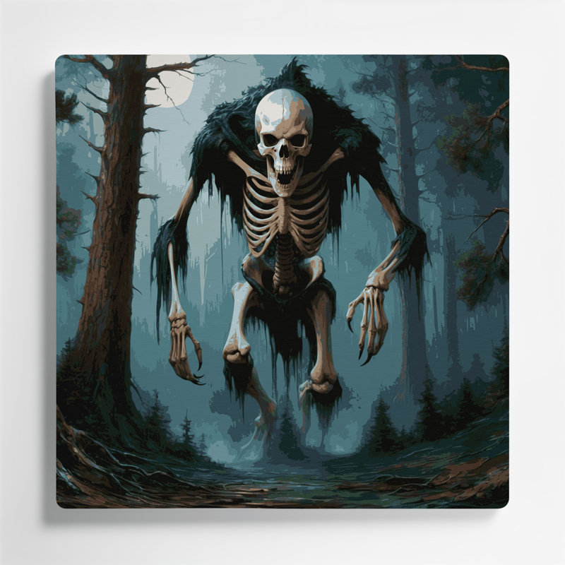 Art mural gris en métal Sci Fi Wendigo, H 16 po x l 16 po