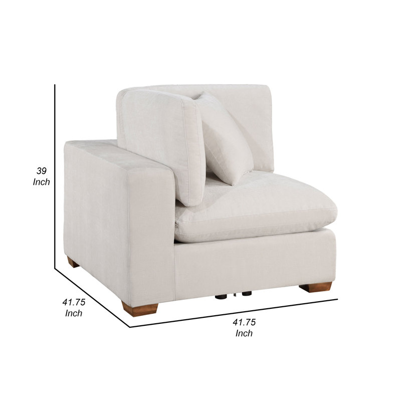 Canapé d'angle modulaire Lahe, pieds fuselés, tissu, Tissu ivoire