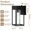 Applique murale d'extérieur classique 1 lumière Dusk To Dawn avec abat-jour cylindrique en verre et cadre rectangulaire en métal, imperméable pour porche, patio-1176855738
